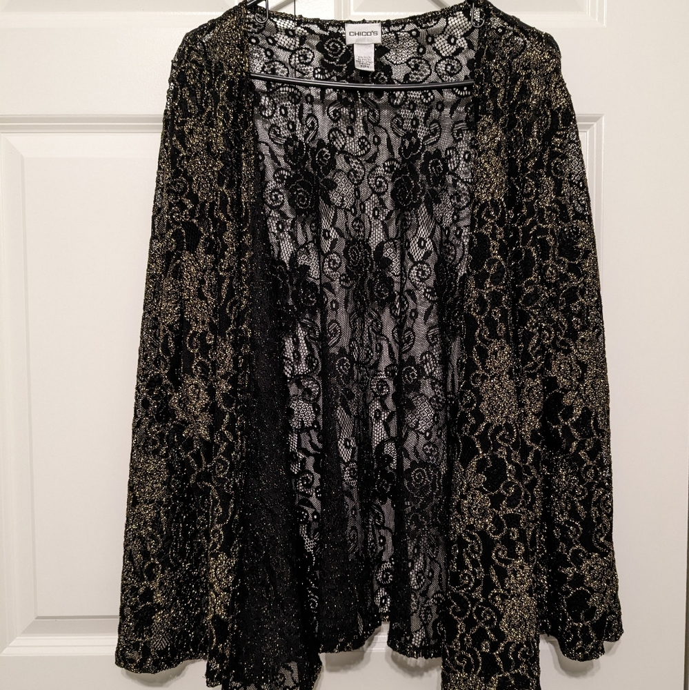 Chico's Black& Gold Lace Jacket